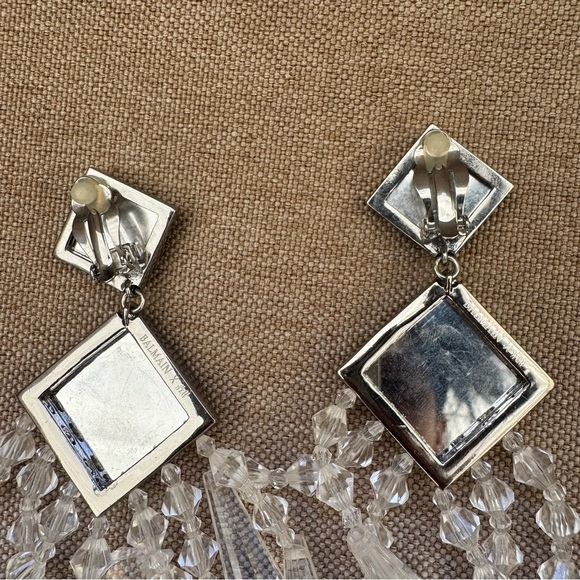 BALMAIN x H&M White Crystal Chandelier Clip On Earrings - Picture 8 of 8